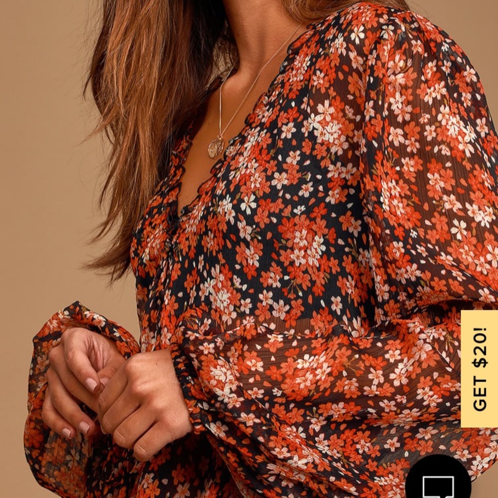 Black Floral Dress Top